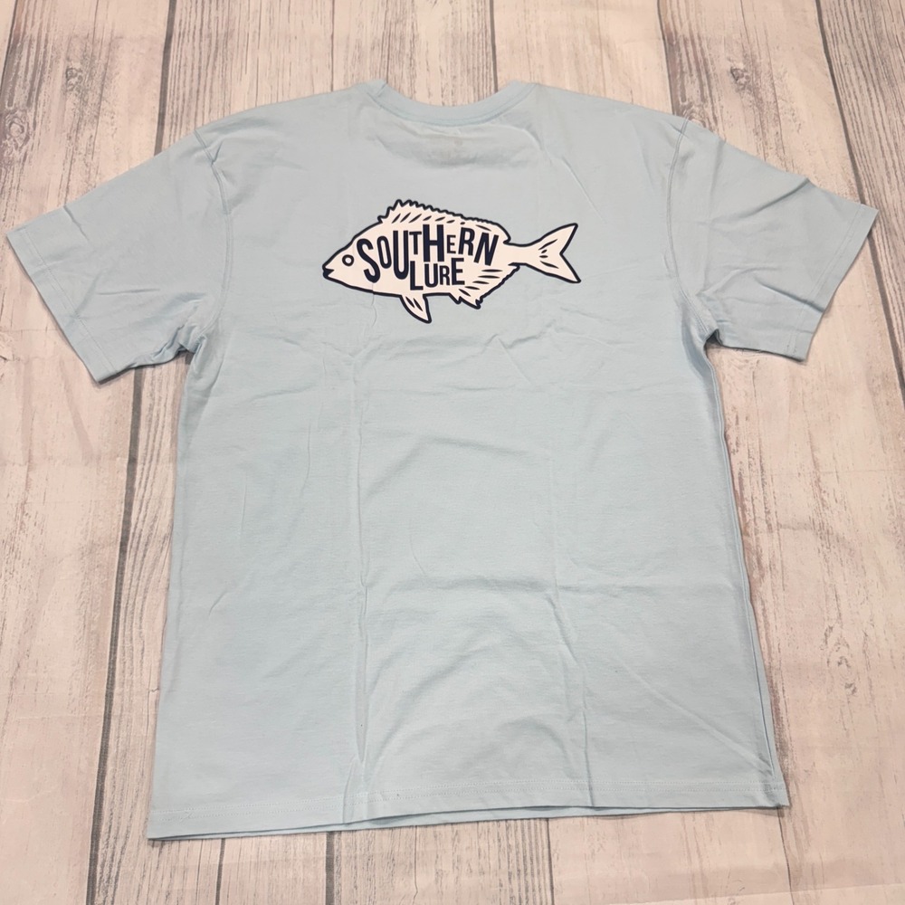 NWT Southern Lure Pinfish T Shirt Large Sky Blue‎ Fish Beach Casual Mens